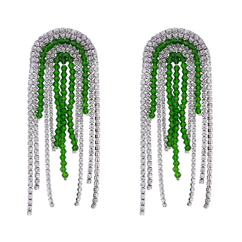 

Fringed Crystal Diamond Earrings Long Exaggerated Temperament Earrings Earrings