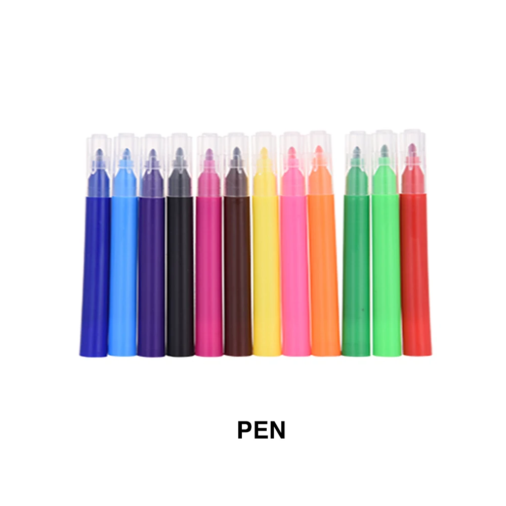 Детская Водонепроницаемая силиконовая посуда, моющаяся раскраска, многоразовый мультяшный коврик для рисования и ручек, подарки для детей - Цвет: Only Pen