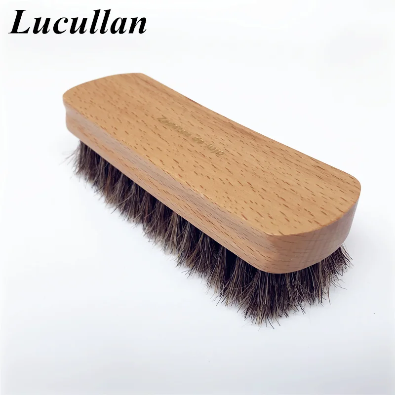 1PC White Handle Lucullan щетка для мытья автомобиля премиум класса из конского волоса твердый Бук деревянная ручка чистящие инструменты внутренняя кожаная детальная щетка - Цвет: 1PC White Handle