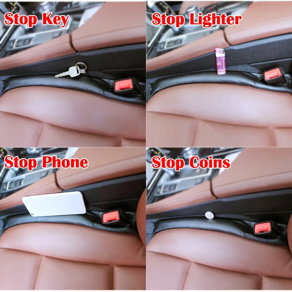 2 X Leather Soft Car Seat Console Padding Gap Holster Spacer Filler Leakproof Strip Black Brown White 3 Colors (5)