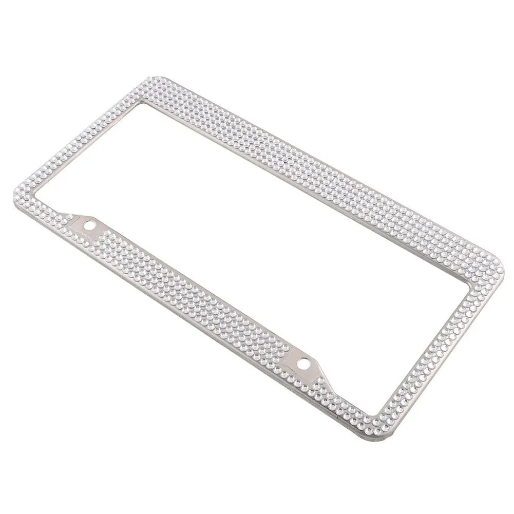 Stainless Steel Metal Noble Luxury White Bling Crystal License Plate