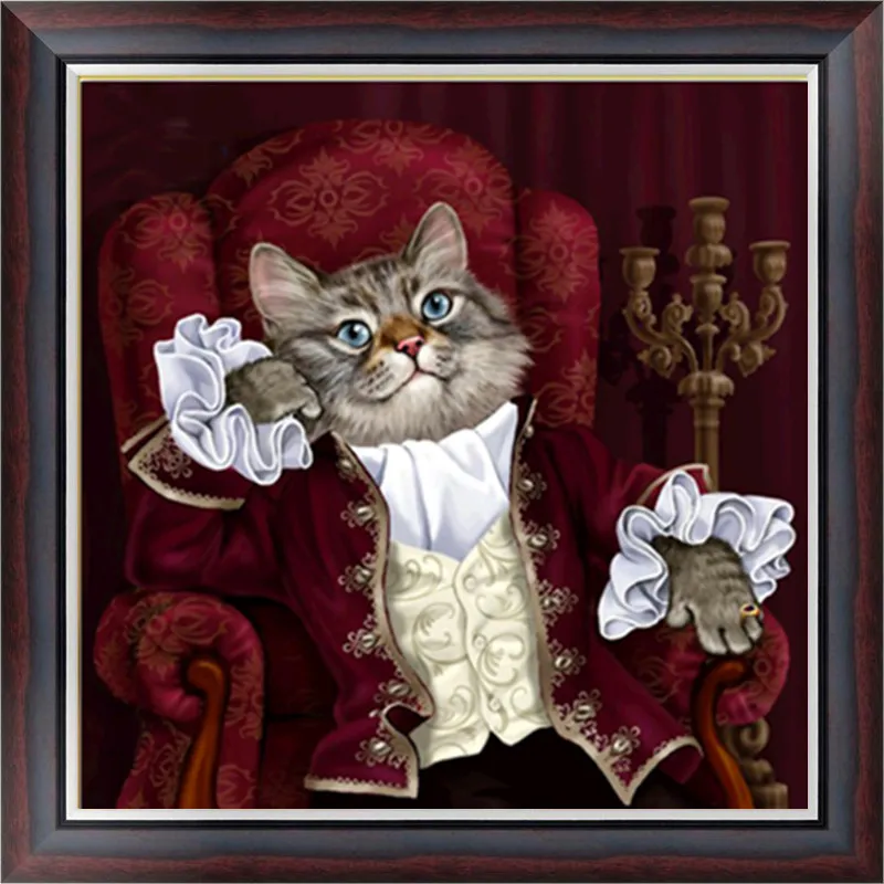 

5D DIY Diamond Embroidery Mr. Cat Picture Rhinestone Diamond Painting Cross Stitch Pattern Made of Numbers Hand-painted