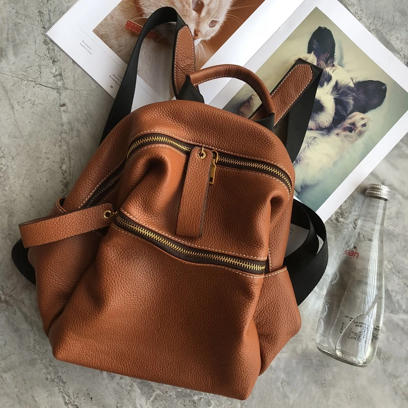 

WOONAM Fashion Bag Italy Genuine Togo Calf Leather Unisex Backpack Bag WB468