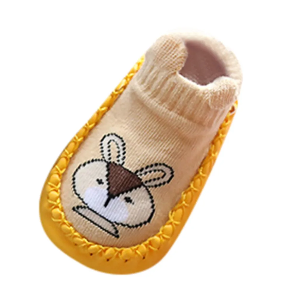 Мультфильмы для новорожденных; нескользящие носки для маленьких мальчиков и девочек с животными; Тапочки - Цвет: Цвет: желтый