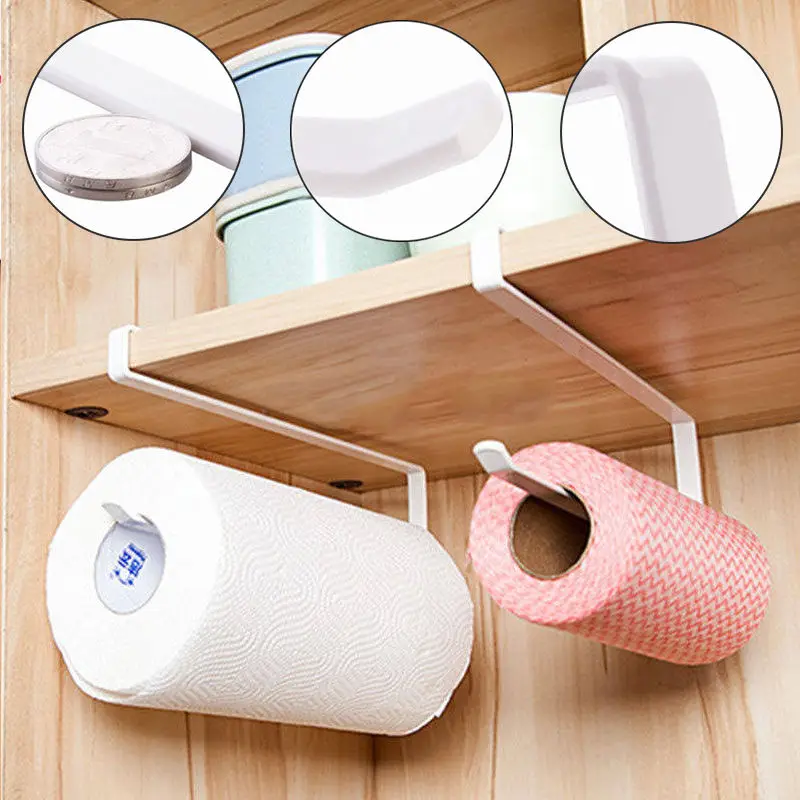 Kitchen paper Roll Holder Stainless Steel Sucker Tissue Towel Rack Over