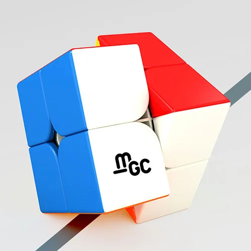 YJ MGC 2x2x2 Магнитный магический куб черный или без наклеек Yongjun MGC 2x2 скоростной куб для тренировки мозга, игрушки для детей - Цвет: Stickerless
