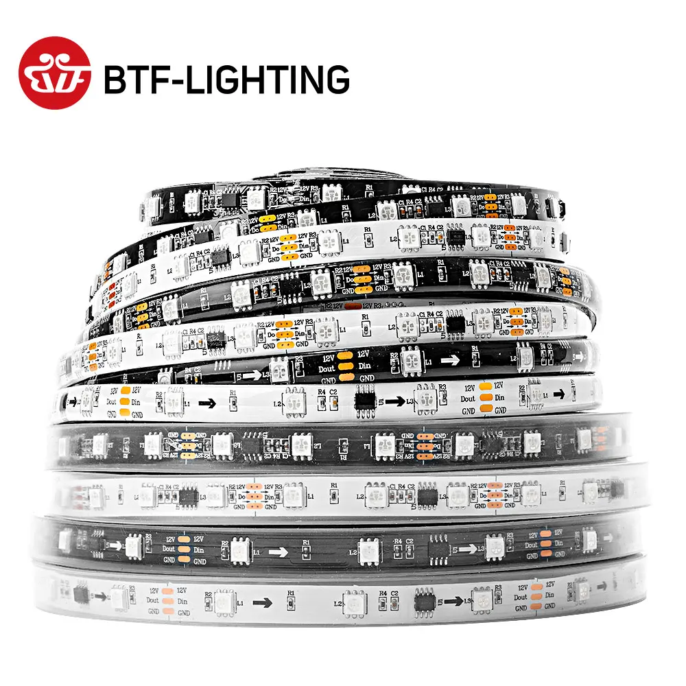 WS2811 5050 SMD RGB 30/48/60/96/144 светодиодов/m Адресуемых Led Пиксели внешний 1 ic control 3 светодиода Нормальный/яркий 5 м DC12V