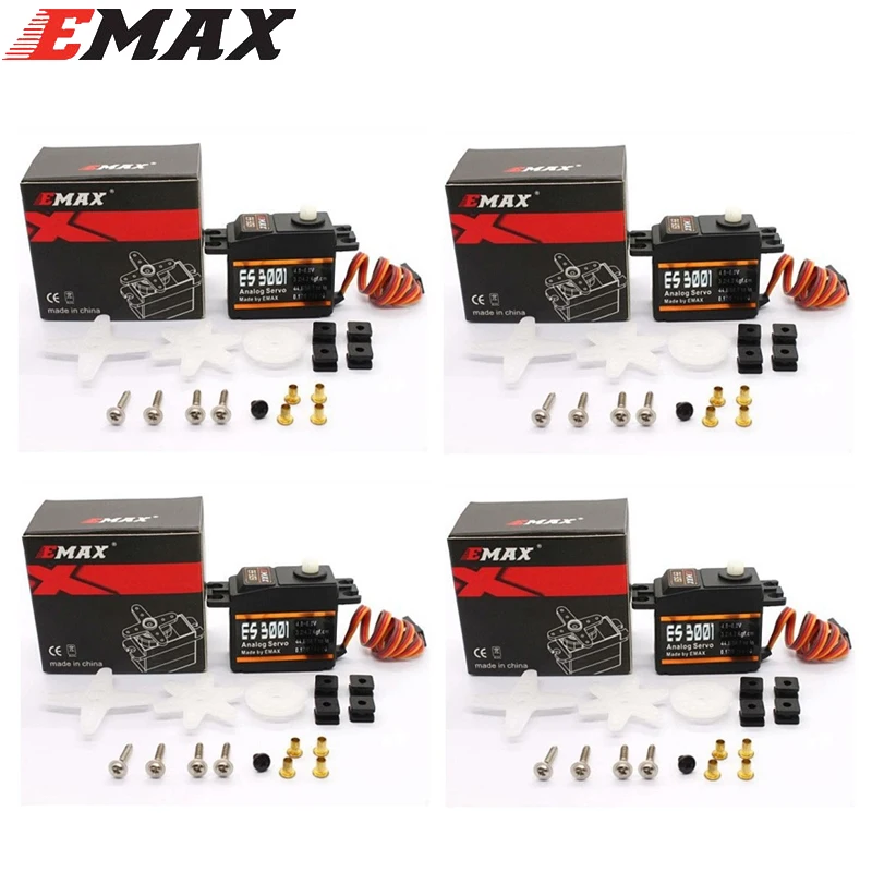 4x EMAX ES3001 Стандартный 43g сервопривод для RC вертолета лодки самолета (ES08A ES08MA ES08MD