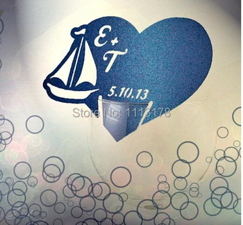 

personalized ocean wedding party escort cards boat Wine Glass markers table place card Cake Toppers birthday baby shower