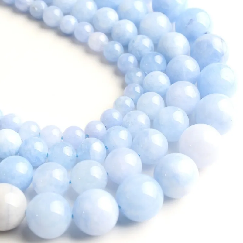 Оптовая продажа натуральный голубой Angelite круглые бусины шарики для самостоятельного изготовления ювелирных изделий браслет Цепочки и