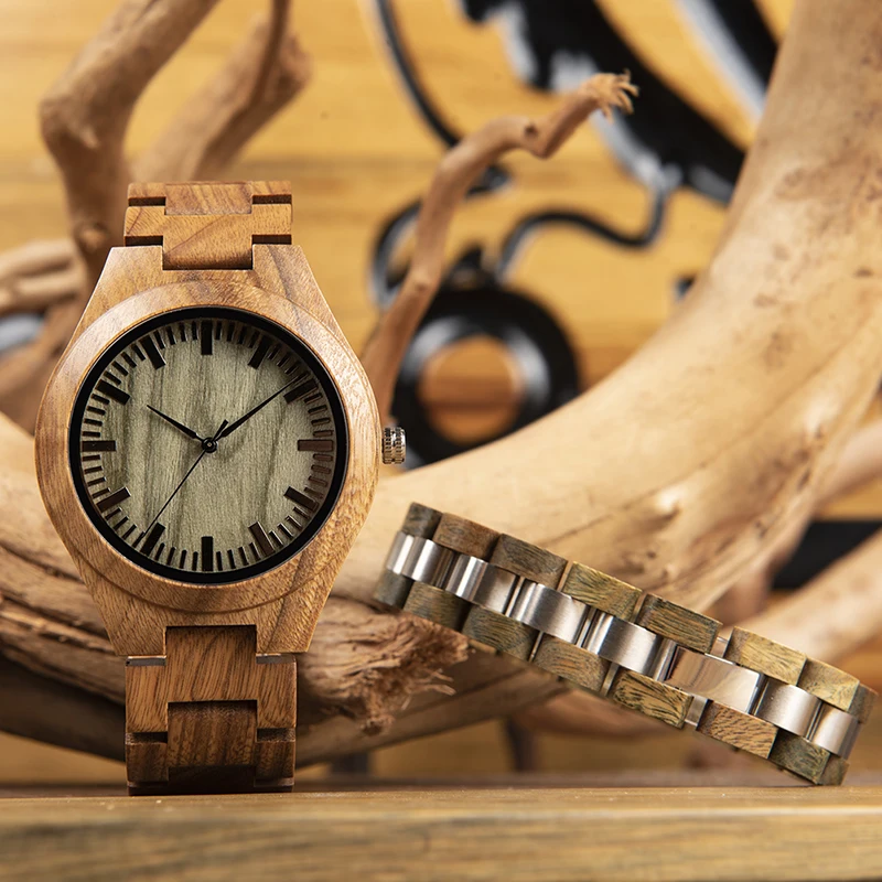 relogio masculino BOBO BIRD Watch Men Wood Metal Bracelet Relojes Quatz Watches Analog Mens Wristwatch Bangle Gifts Wooden Box