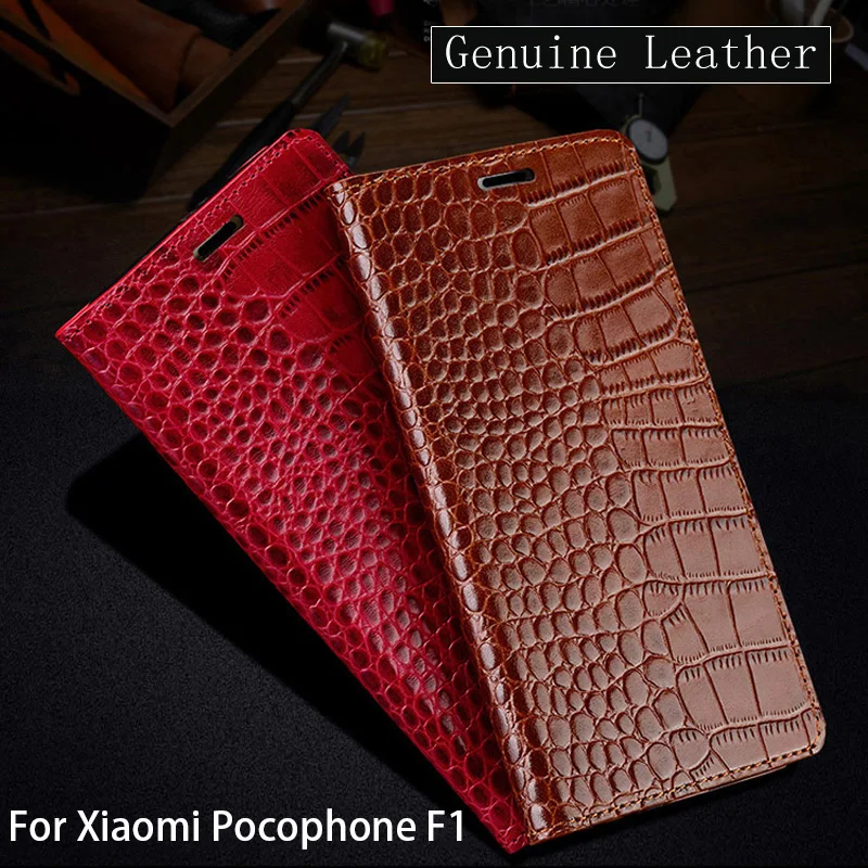

Flip Crocodile Texture Phone Case For Xiaomi Pocophone F1 Case For A1 A2 Lite Max 2 3 Mix2s Redmi Note 5 Genuine Leather Cover