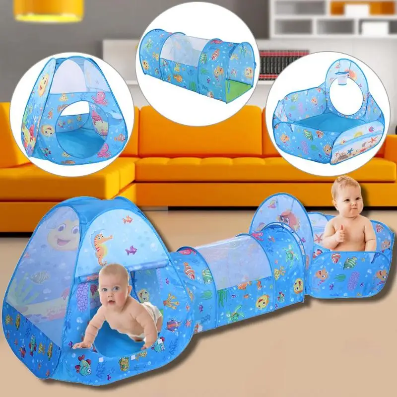 Portable Large Pool-Tube-Teepee 3pc Pop-up Play Tent Children Tunnel Kids Play House Kids Toy Tent Free Shipping