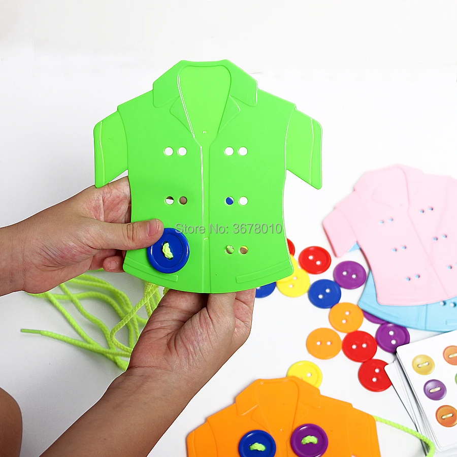 Jogo de Tabuleiro Botão Enfiar Puzzle Roupas Botões Lacing Brinquedo Usando Corda Threading Montessori Sensorial Brinquedos Educativos Primeiros 10 vestindo corda rosqueando montessori sensorial brinquedos educativos iniciais