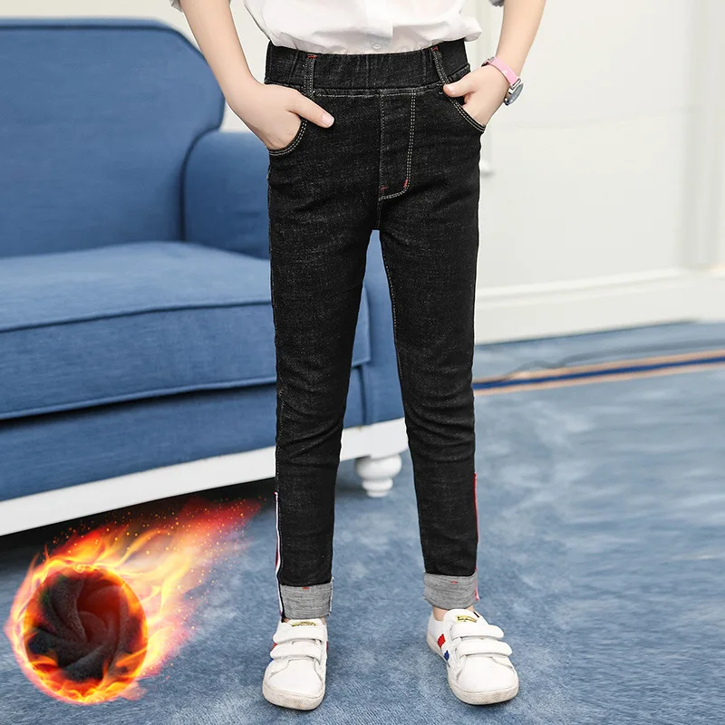 

Girls Winter Jeans Teenage Kids Toddler Jeans 2018 Thick Warm Denim Pant Plus Velvet Long Trousers Children Clothing Big Girl 12