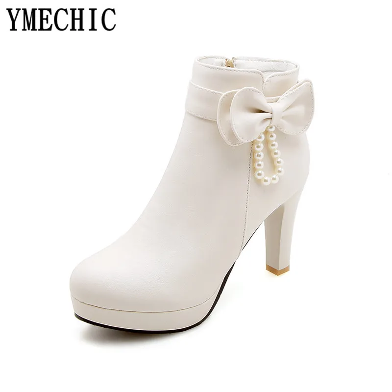 YMECHIC/2018 Белые и розовые свадебные туфли на высоком каблуке для невесты обувь в