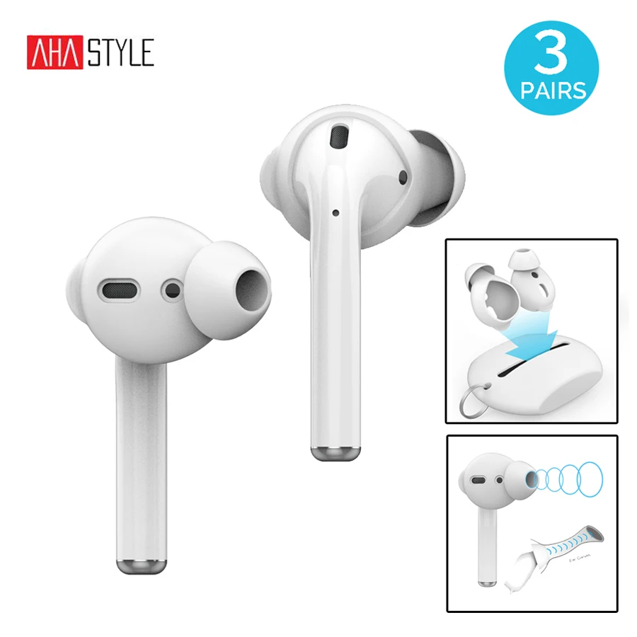 3 пары для Airpods чехол ушей силиконовые наушники ушные крючки + хранения 2