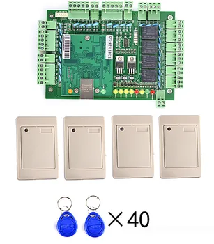 

Network web Controller Four Door Access Control Board + 4 Pcs RIFD Card Reader +40 Pcs Keyfobs For Access Control System