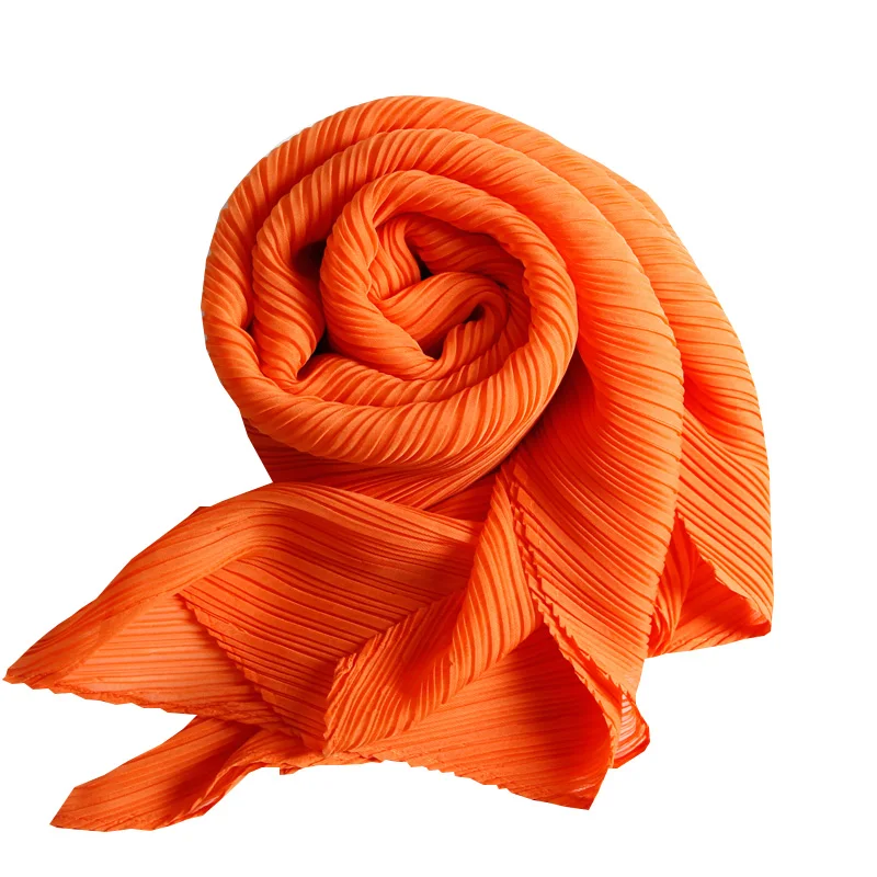 

MIYAKE wrinkle scarf neck female pleated long pure silk scarf spring and autumn winter new style shawl free shipping