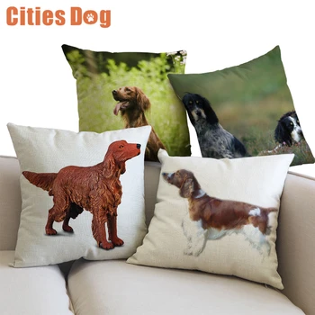 

Animal decoration Cushion cover linen Irish snow dog 45x45cm cojines decoracion para el hogar covers throw car-Pillows covers