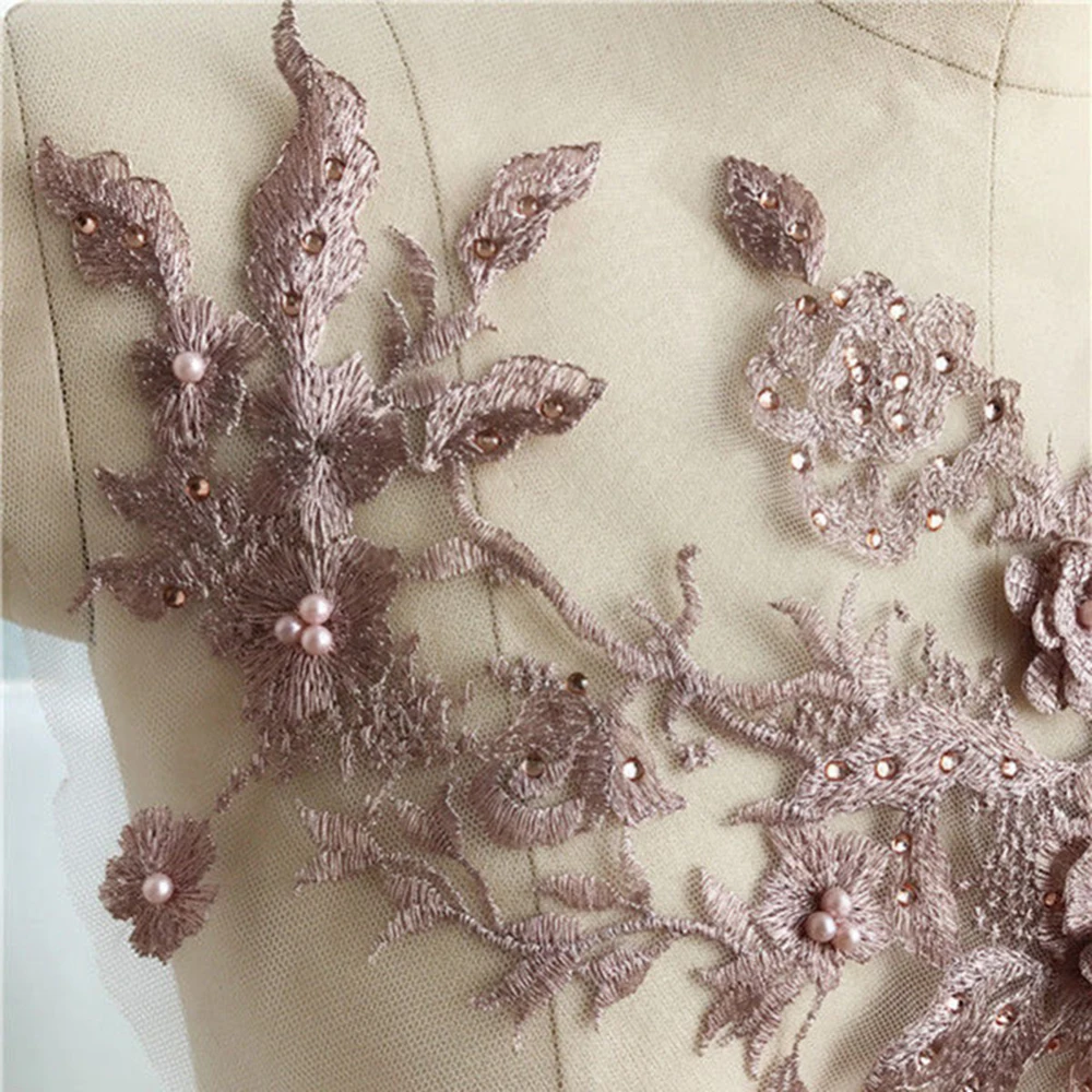 

Lace Bridal Beaded Flowers Embroidery Patches Sticker Sewing Applique Evening Dress Jeans Gorgeous Shiny Embroidery Applique