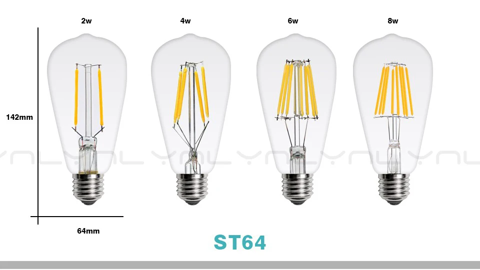 Ретро E27 Светодиодный светильник 2 Вт 4 Вт 6 Вт 8 Вт 220 в 240 В ST64 старинный светодиодный светильник Эдисона