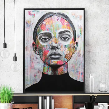

Girl Portrait Poster Graffiti Canvas Painting Wall art Posters and Prints Abstract Pictures For Living Room Decoration
