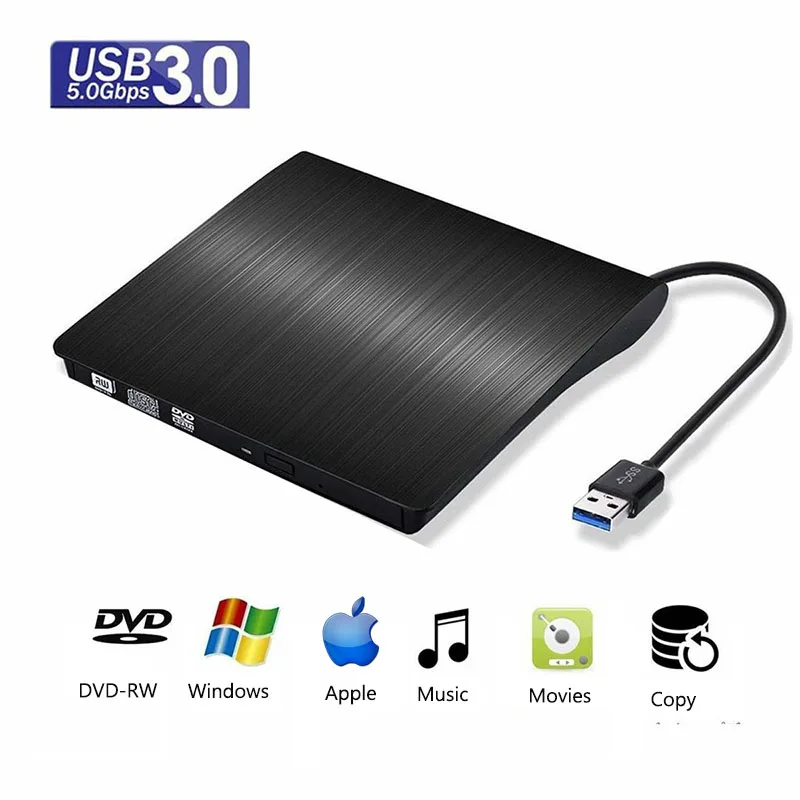 

USB 3.0 External Optical RW Drive CD/DVD RW Burner Writer DVD/CD ROM Player for Apple Macbook Pro Air Laptop Windows 7/8/10