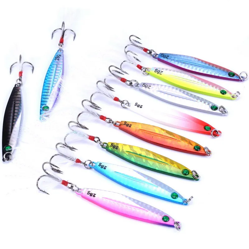Metal señuelo de Pesca cuchara de mar Pesca señuelo duro cebo de Pesca AOrace de potera de 7g 10g 14g 17g 21g 28g 40g 10 piezas