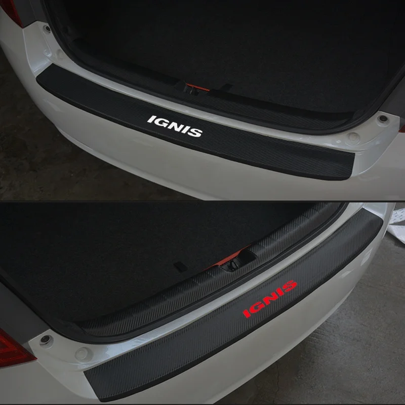 PU leather Carbon fiber Styling After guard Rear Bumper Trunk Guard Plate Car Accessories For SUZUKI Ignis