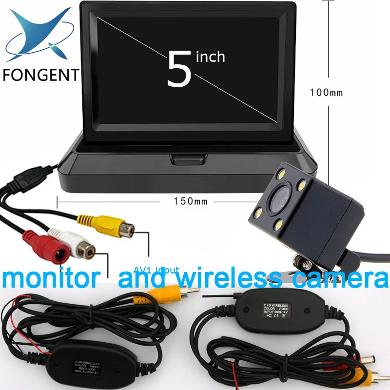 

Fongent 5" Foldable TFT LCD Car Monitor 5 inch Car Reverse Rearview Parking Monitors For Rear View Camera DVD Video Player