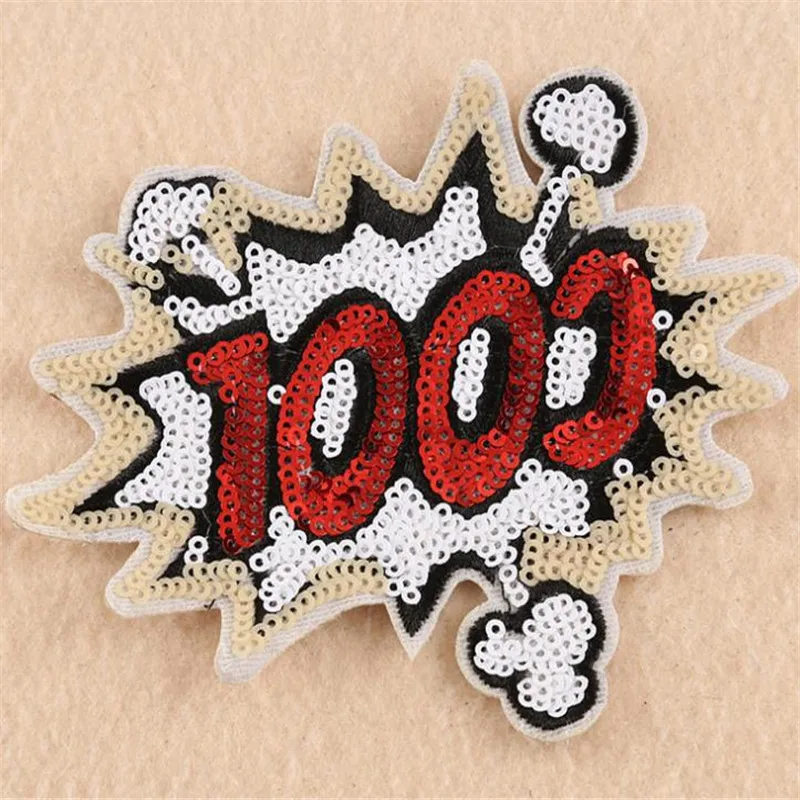 

Clothing Women Shirt Top Diy Patch Punk Letters Sequins deal with it T-shirt girls Iron on Patches for clothes 3D Sticker Badge
