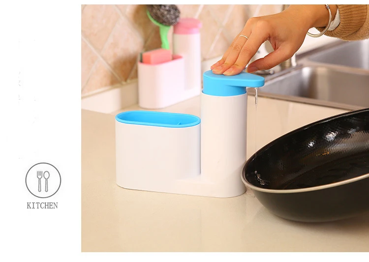 Zhangji кухонный дозатор жидкого мыла с держатель губки для ванной многофункциональный ABS ручной дозатор мыла