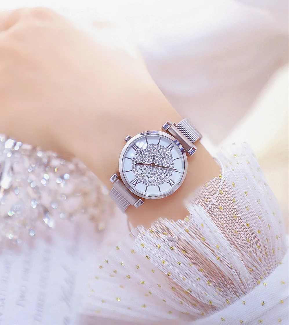 Fashion Luxury Rose Watches Women Mesh Steel Strap Quartz Wrist Watches Date Clock Female Ladies watch relogio feminino images - 6