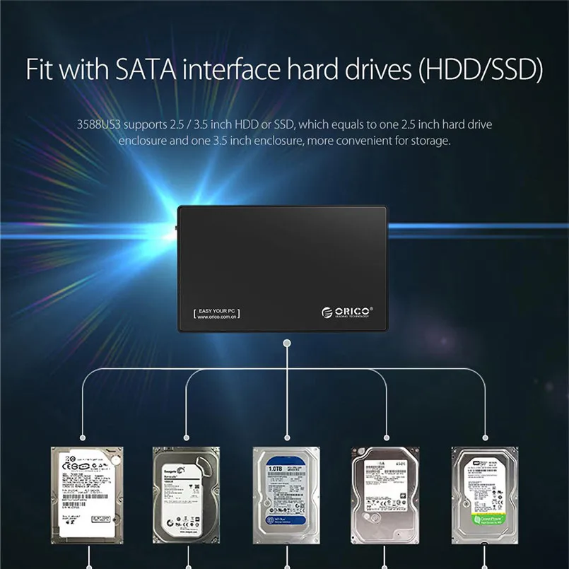 USB 3.0 to SATA External 3.5 Hard Drive Enclosure Case For 3.5 SATA HDD and SSD Hard Disk Box 40JUN2702