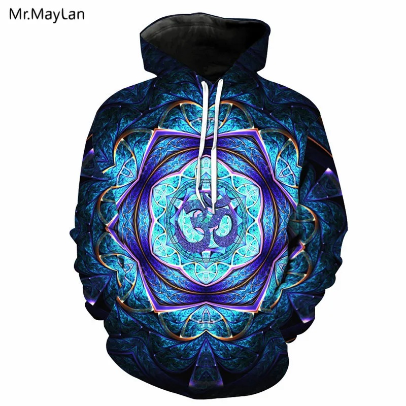 

Blue Mandala 3D Print Flowers Jacket Hoodies Men/Women Hiphop Pullover Hood Sweatshirts Boys Casual Tracksuits Clothes