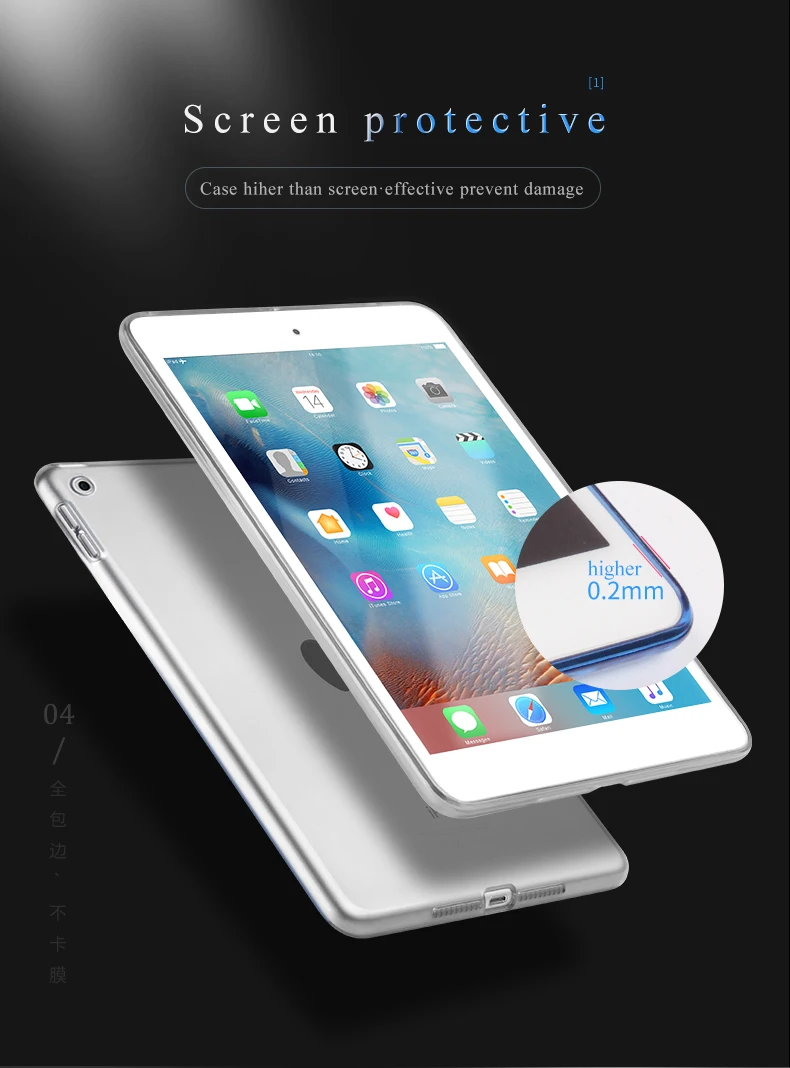 Для iPad Mini 5 Чехол прозрачный мягкий ТПУ гелевый силиконовый бампер чехол для задней панели защитный прозрачный чехол для Apple iPad Mini 5