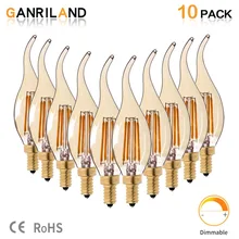 GANRILAND светодиодный светильник E14 220V 4W C35 светодиодный Диммируемый свечи накаливания канделябры с изогнутым кончиком 30W