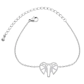 

V Attract 10 pcs Stainless Steel Animal Charm Origami Elephant Bracelets & Bangles For Women Gold Chain Pulseira Bijoux