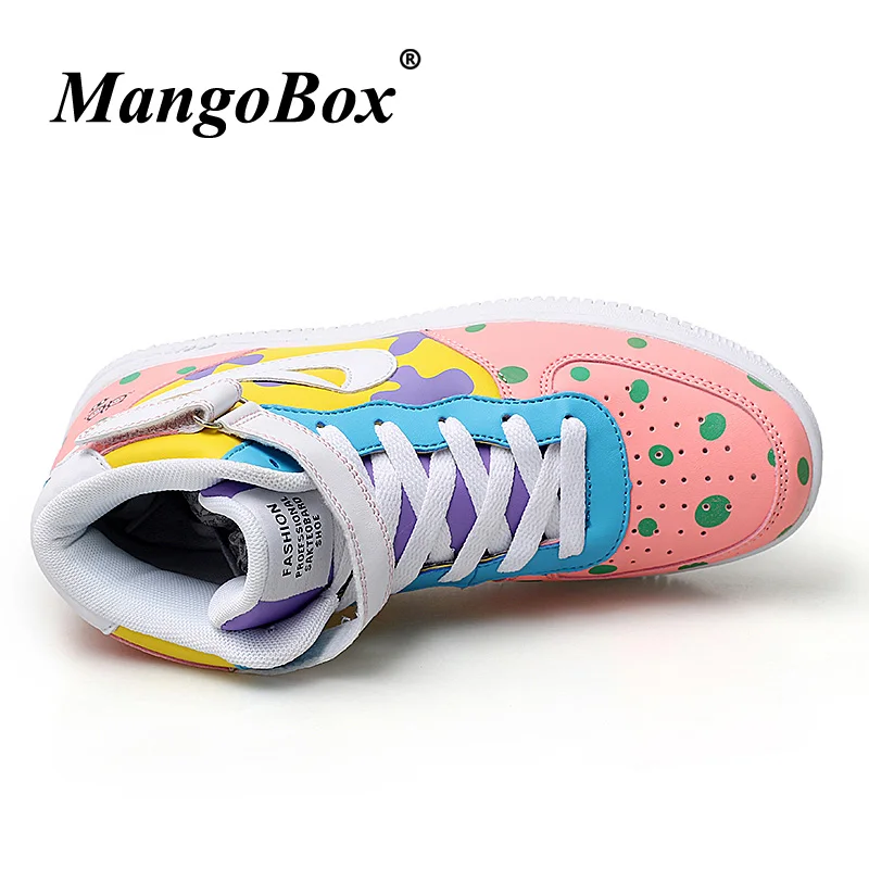 Girls Brand Sneakers Pink Yellow Womens Winter Sneakers 2018 Designer Skateboarding Shoe High Top Skateboarding Shoes for Women