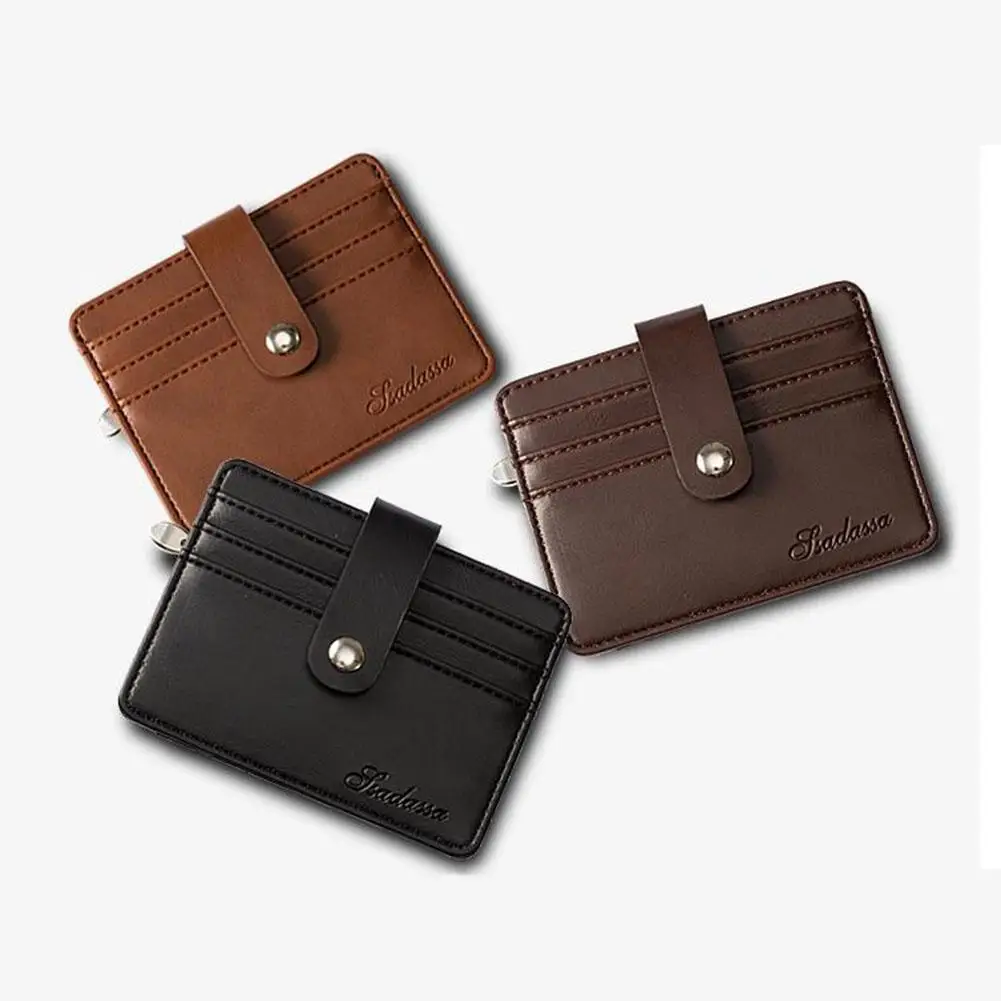 

Fashion Vintage Men Slim Multi-slot Snap Buckle Card Holder Portable Wallet Short Purse