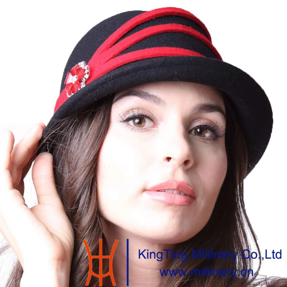 Free Shipping June's Young Women Winter Hats Wool Felt Hats 100 Wool Diamond Casings Patry