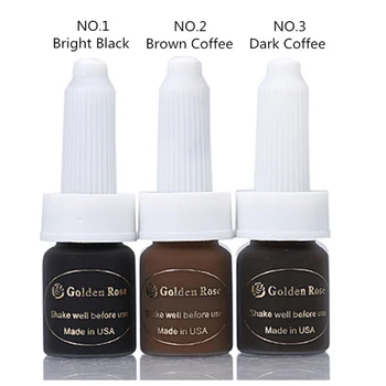 

4PCS Golden rose Permanent makeup Permanent Makeup Tattoo Ink MicroPigment 5ml/Bottle For Eyebrow Makeup with 6 Colors