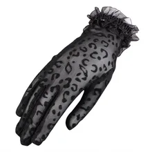 Летние солнцезащитные кружевные перчатки, сексуальные леопардовые вышитые кружевные перчатки с цветочным узором, защита от ультрафиолета, очаровательные женские тонкие сексуальные перчатки для вождения