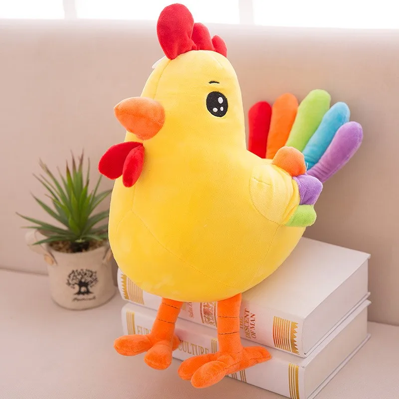 25-45 см креативный Желтый цветной цыпленок чучело плюшевая игрушка радуга кукла подарок милый петух кукла-птичка