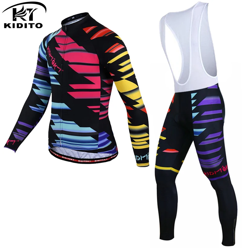 

KIDITOKT Winter Thermal Fleece Cycling Set Bike Clothes MTB Bicycle Clothing Cycling Jersey Set Maillot Ropa bretelle ciclismo