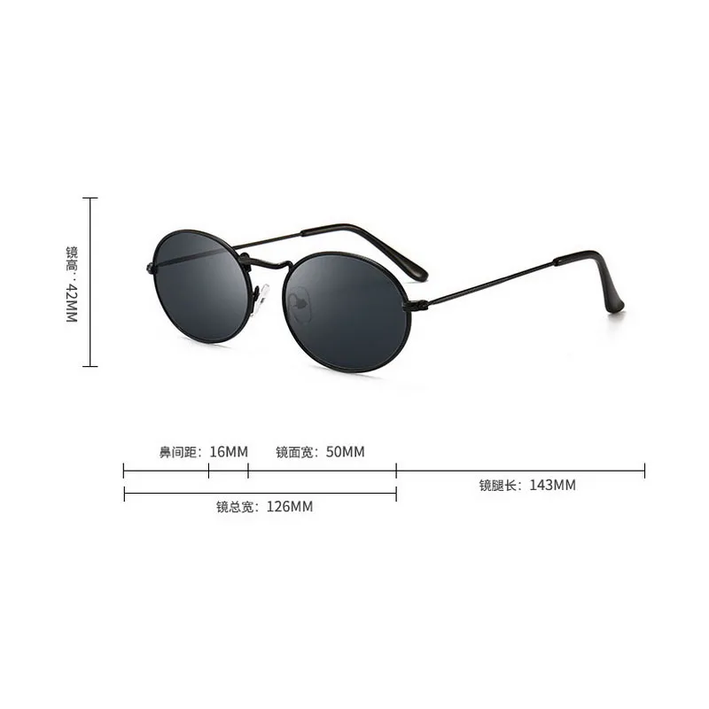 Винтажные круглые мужские солнцезащитные очки, брендовые дизайнерские солнцезащитные очки для женщин, металлическая оправа, черные линзы, очки для водителя