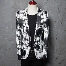 Прилив Для мужчин чернил Стиль хит Цвет модный костюм для досуга Куртка Блейзер конструкции masculino костюм Slim Fit Большой размер 5XL