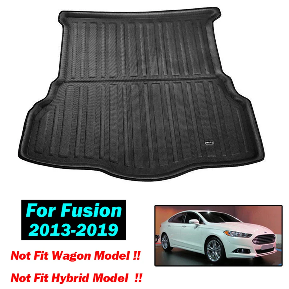 XUKEY грузовой лайнер лоток багажник коврик для Ford Fiesta MK7 Focus MK2 MK3 Mondeo Fusion Ecosport Escape Kuga Explorer Edge Endura - Название цвета: 13-19 Fusion