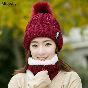 

Scarf Sets Women Plus Velvet Thicker Solid Furry Pompom Crochet Knitting Bib Ladies Elegant Sweet Womens Simple Chic New Trendy